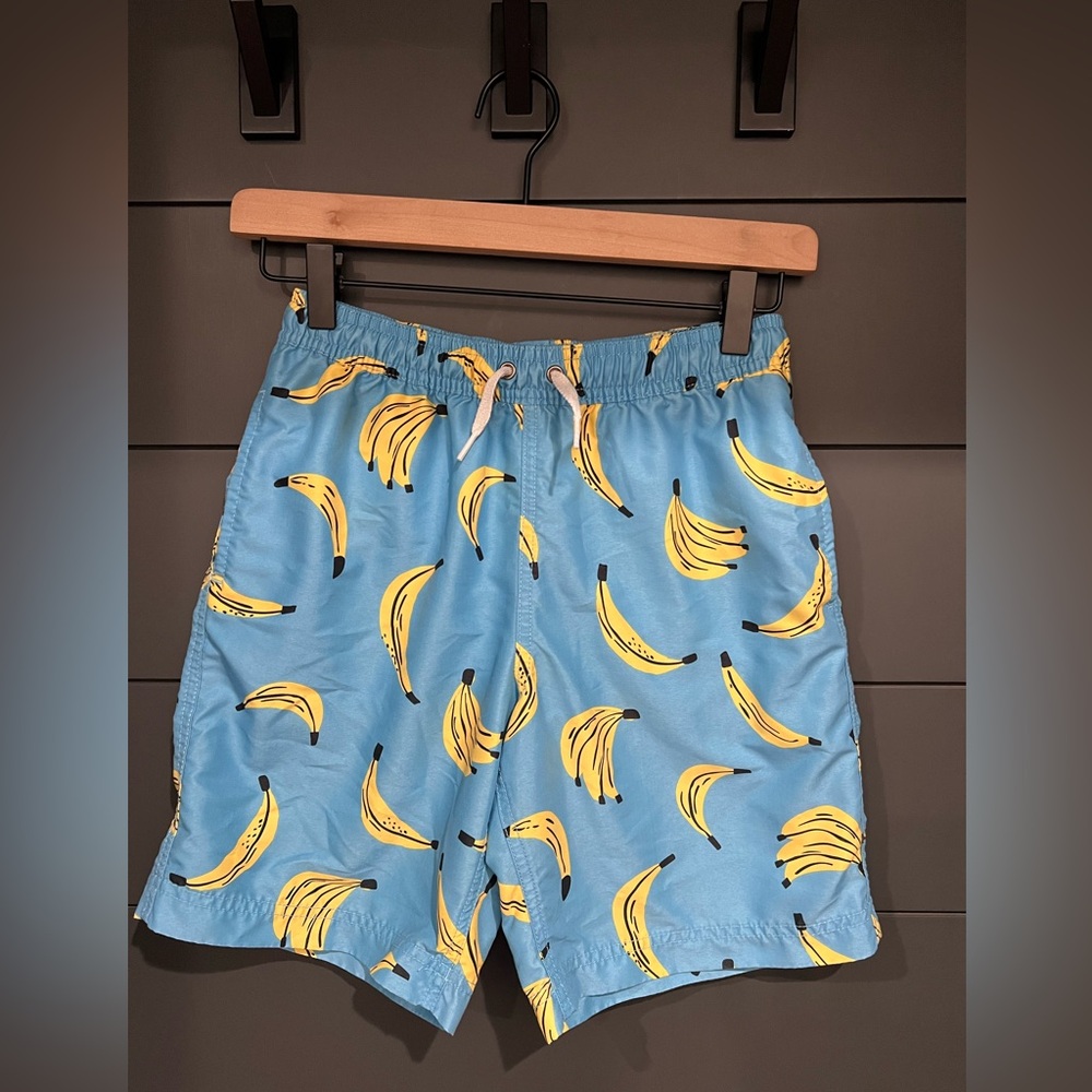 Hanna Andersson Blue Banana Print Swim Trunks